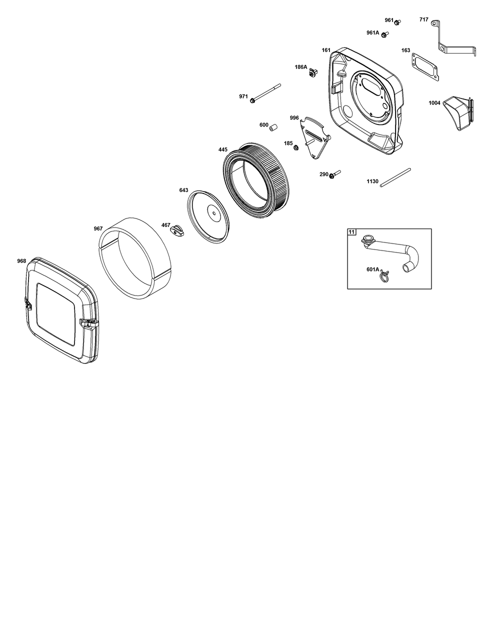 Air Cleaner Group Diagram and Parts List for 385777-0351-G1 200000 - 399999 Briggs and Stratton Engine